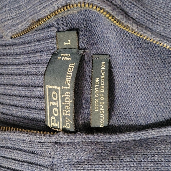 Polo Ralph Lauren Large Blue Quarter Zip Sweater - Picture 2 of 6